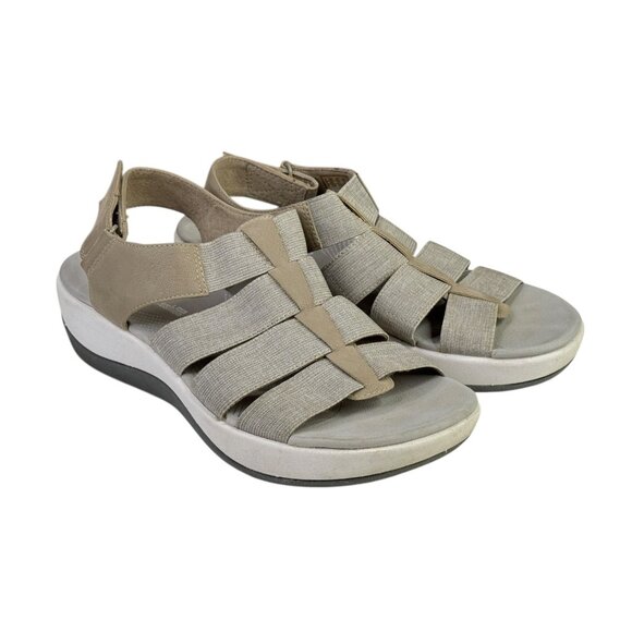 Clarks Cloudsteppers Sandals Womens 6.5 M Taupe Tan Arla Shaylie Open Toe Shoes - Picture 3 of 12